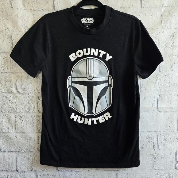 Star Wars The Mandalorian Bounty Hunter Black Graphic Tee Medium - Picture 1 of 9